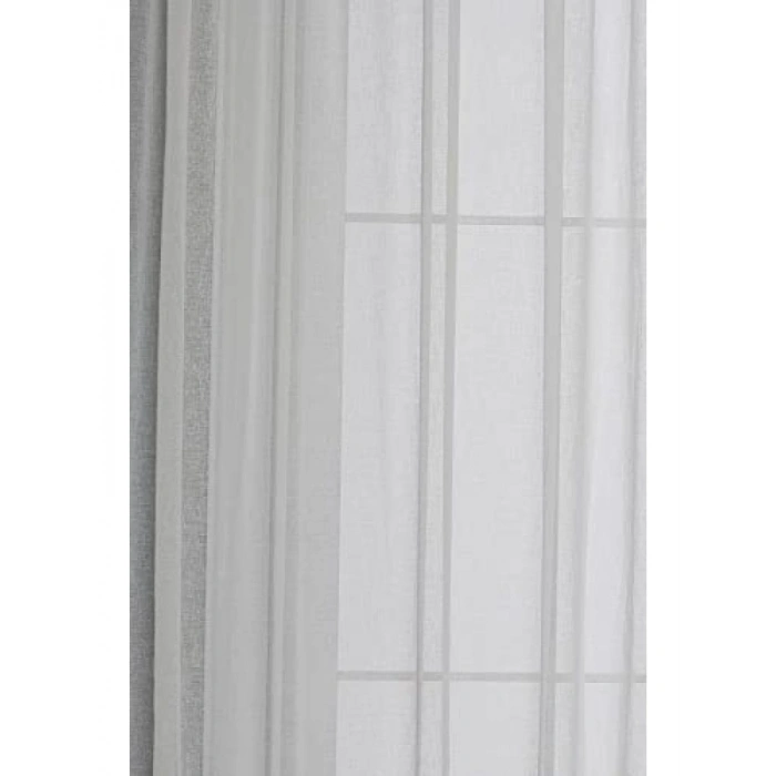 Keten Dokulu Modern Tül Perde (Krem, 200 x 260)