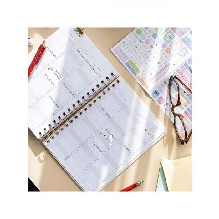 Keten Kapağa Sahip A5 Spiralli Haftalık Ajanda - Koyu Yeşil