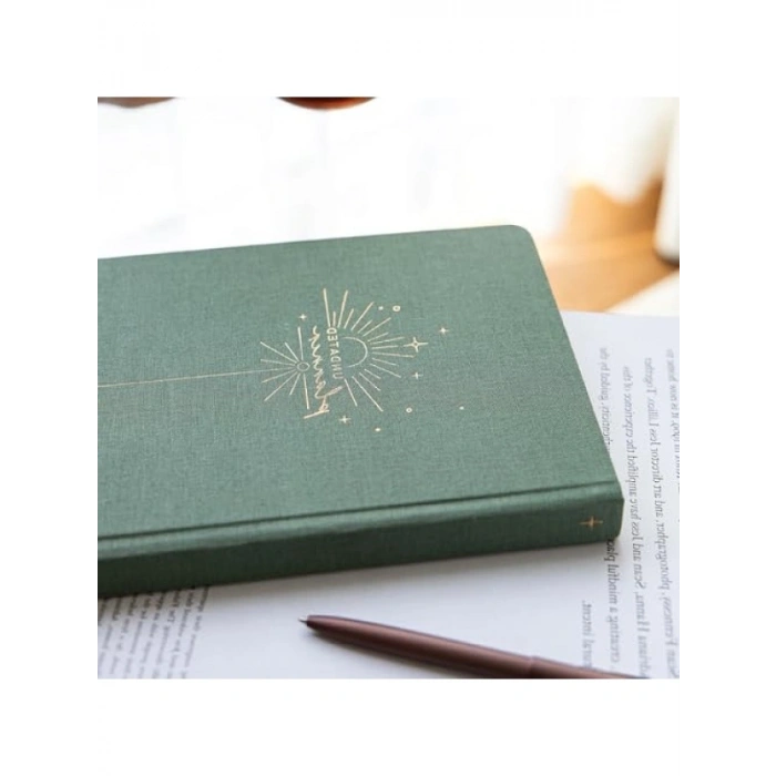 Keten Kapaklı A5 Süresiz Planlayıcı Ajanda - Yeşil