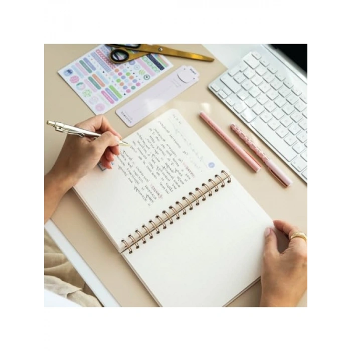 Keten Kapaklı Lila Renkli Spiralli Not Defteri - A5