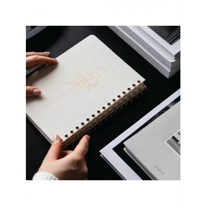 Keten Kapaklı Süresiz A5 Planlayıcı Ajanda - Krem