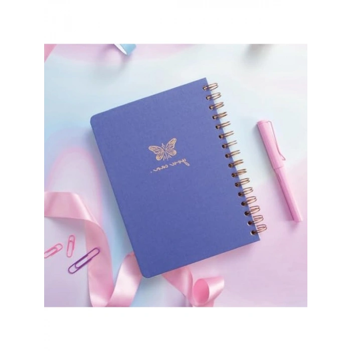 Keten Kapatmalı A5 Tarihsiz Not Defteri, Lila Renk