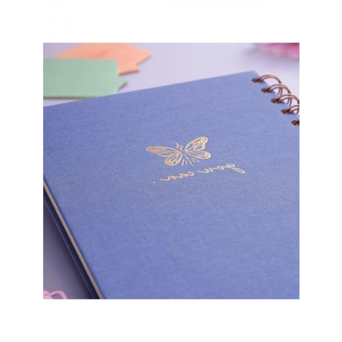 Keten Kapatmalı A5 Tarihsiz Not Defteri, Lila Renk