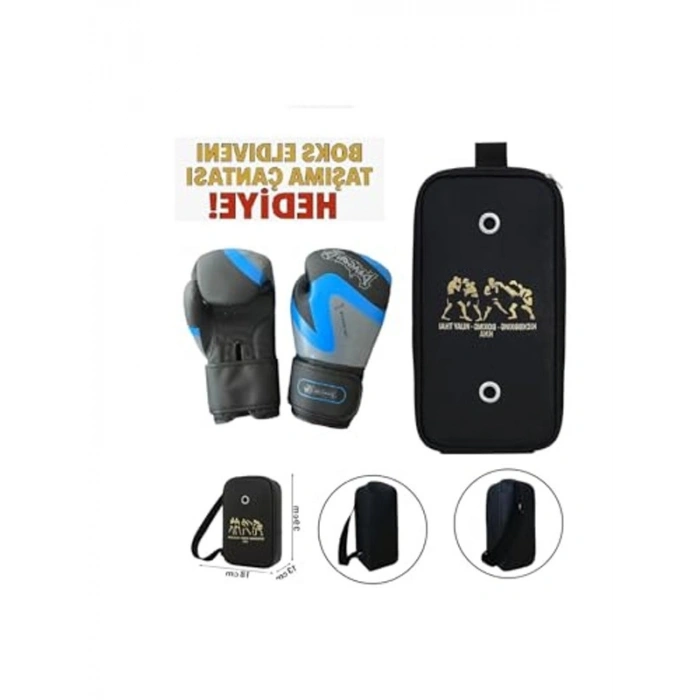 Kick Boks Eldiveni ve Taşıma Çantası Seti, Mavi Renk