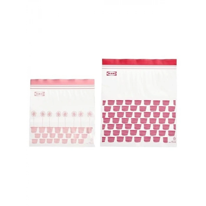 Kilitlenebilir Kırmızı-Pembe Buzdolabı Poşeti, 50 Adet