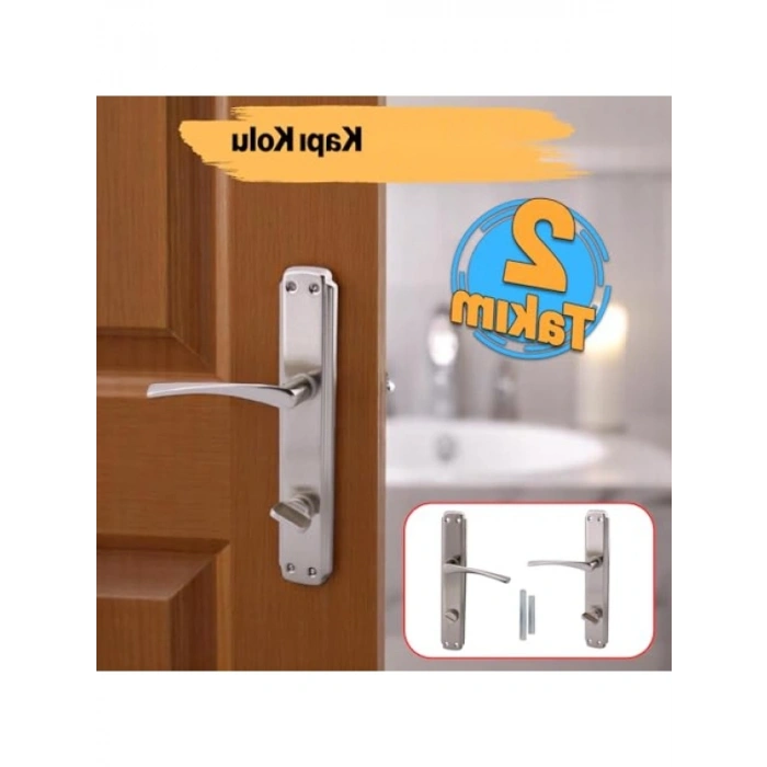 Kilitlenebilir WC Banyo Kapı Kolu - Nikel İnox, Sağa Sola Uygun