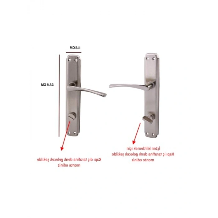 Kilitlenebilir WC Banyo Kapı Kolu - Nikel İnox, Sağa Sola Uygun