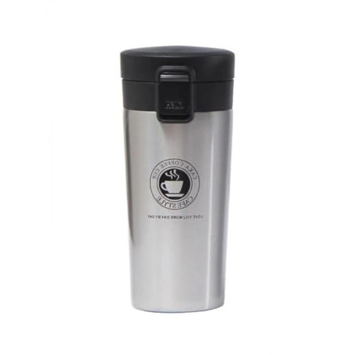 Kilitli 500 ml Gri 304 L Çelik Kahve Termos, Pratik Kullanım