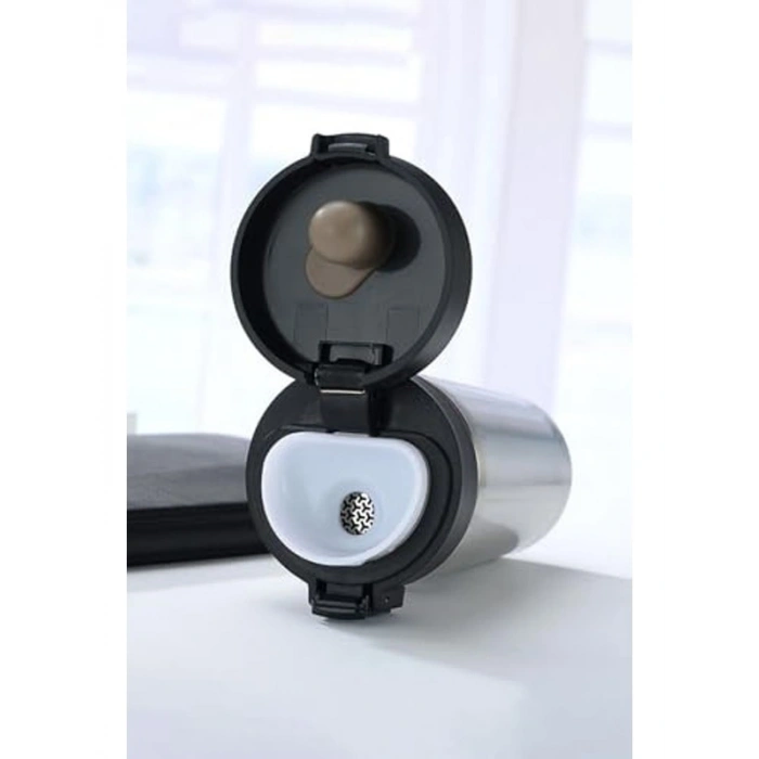 Kilitli 500 ml Gri 304 L Çelik Kahve Termos, Pratik Kullanım