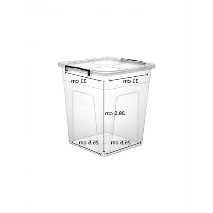Kilitli Kapaklı Şeffaf Saklama Kutusu - 30 Litre