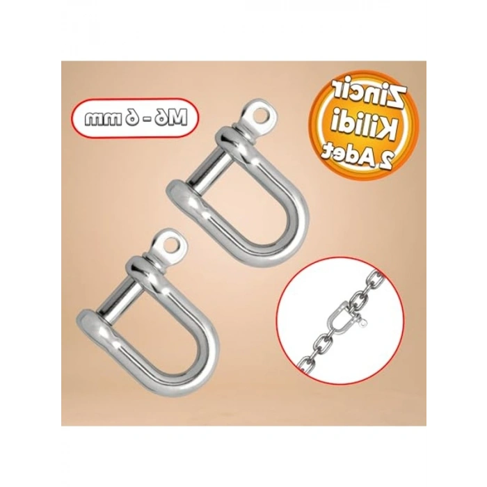 Kilitli Karabina ve Zincir Kilidi, 6 mm, 2 Adet