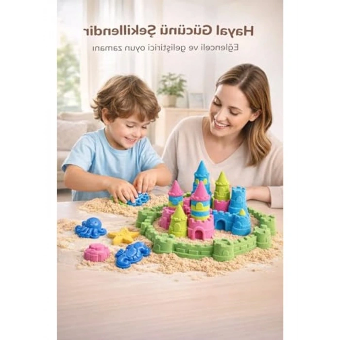 Kinetik Kum Seti, 4 Renk 2 kg, Eğitici Oyun Kumu