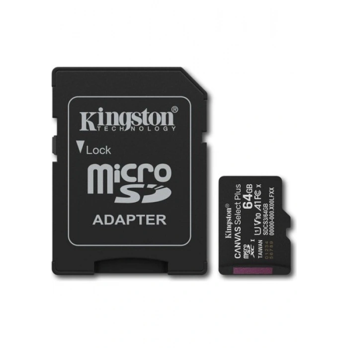 Kingston 64GB microSDXC Canvas Select Plus Gen3 100MB/s A1 Card + Adapter