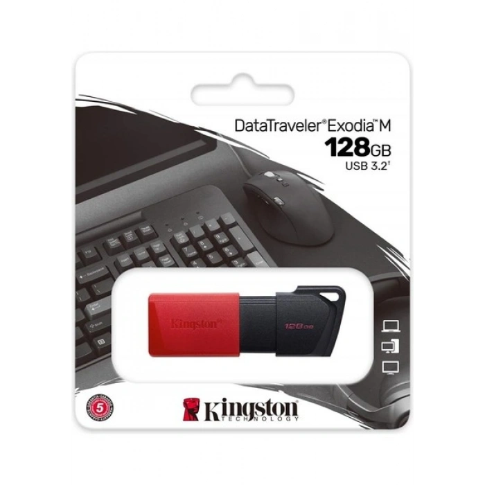 Kingston DTXM-128GB 128GB USB3.2 Gen1 DataTraveler Exodia M (Black + Red) Flash Bellek