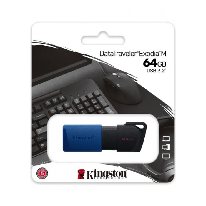 Kingston DTXM-64GB 64GB USB3.2 Gen 1 DataTraveler Exodia M (Black + Blue) Flash Bellek