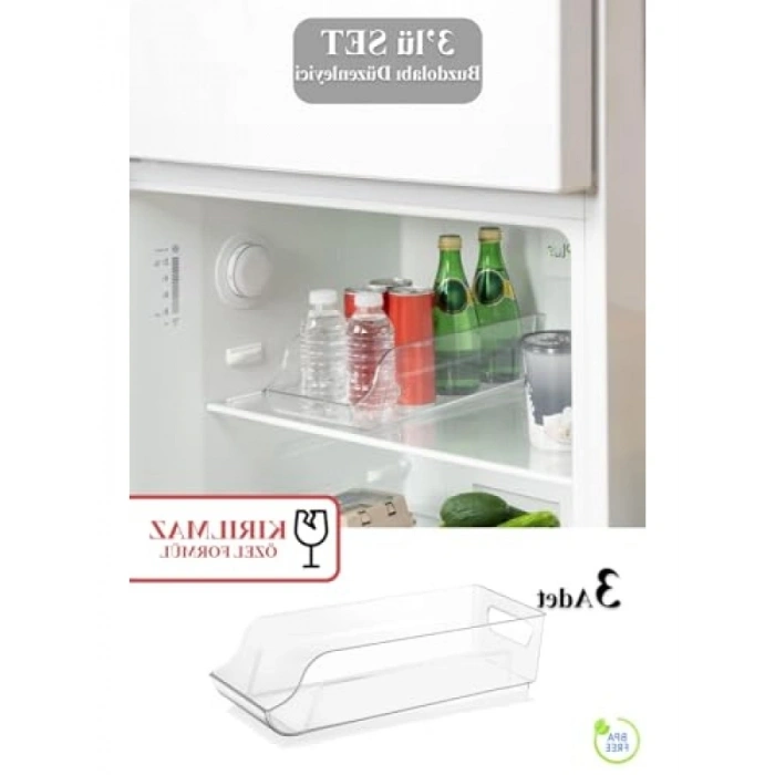 Kırılmaz Buzdolabı Düzenleyici Organizer Seti, 3lü Şişe Organizer