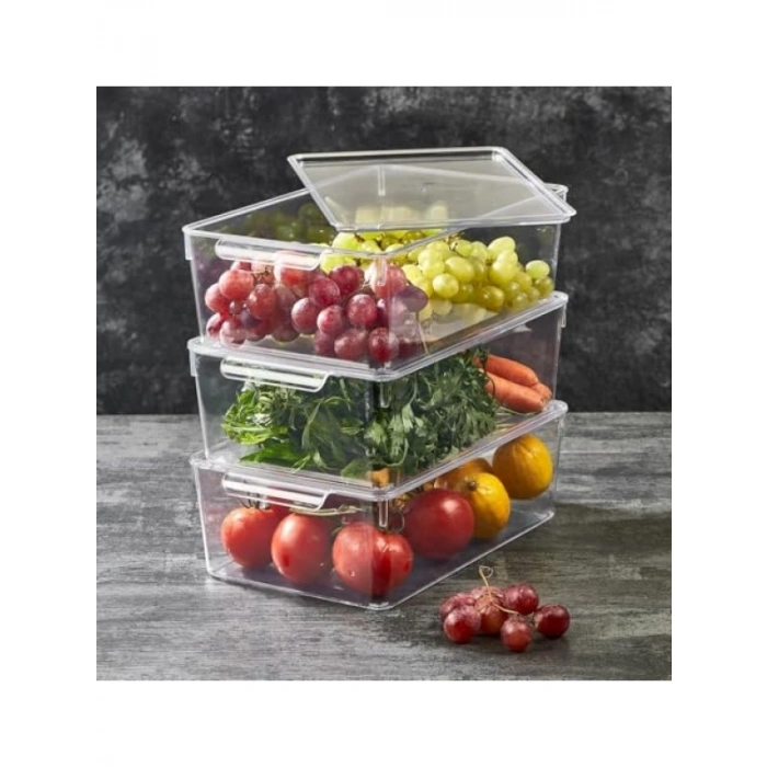 Kırılmaz Kapaklı Akrilik Buzdolabı Organizeri, X Large Boyut