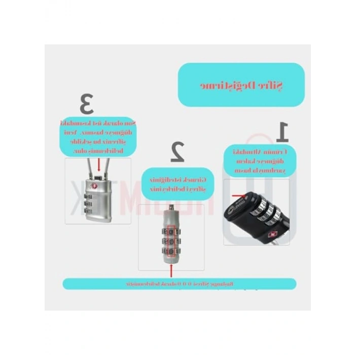 Kırılmaz Şifreli Asma Kilit, 3 Haneli Paslanmaz Çelik