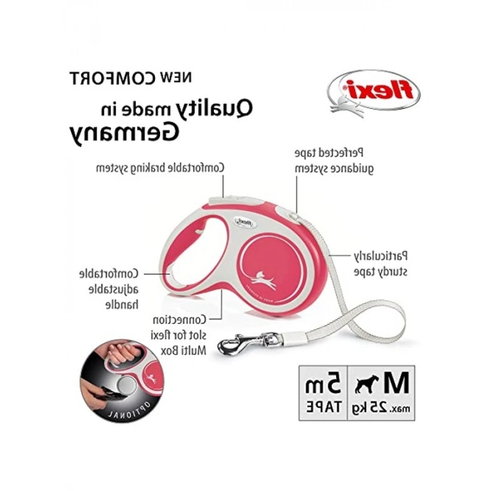 Kırmızı 5MT Şerit Tasma, M Beden için Uygun