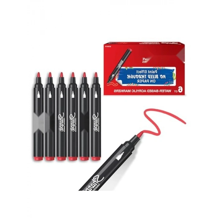 Kırmızı Akrilik Markör - Yuvarlak Uç ile Kolay Kullanım