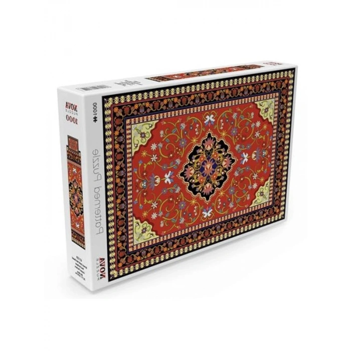 Kırmızı Antik Halı Desenli 1000 Parça Puzzle, Hobi Seti