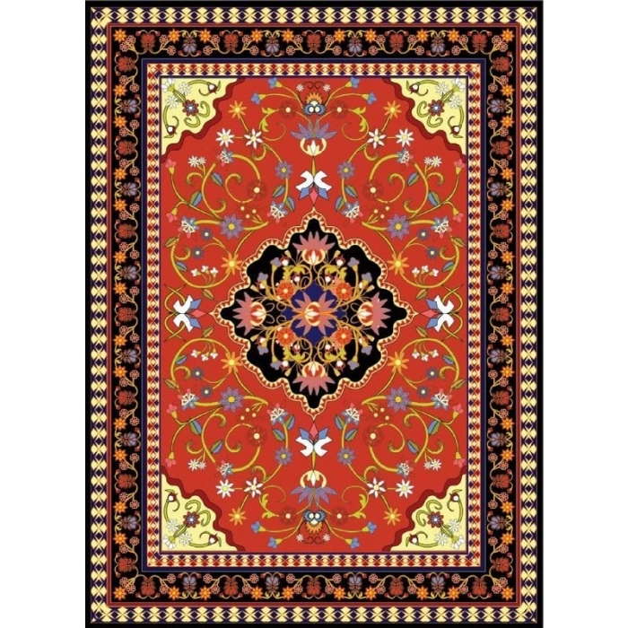 Kırmızı Antik Halı Desenli 1000 Parça Puzzle, Hobi Seti