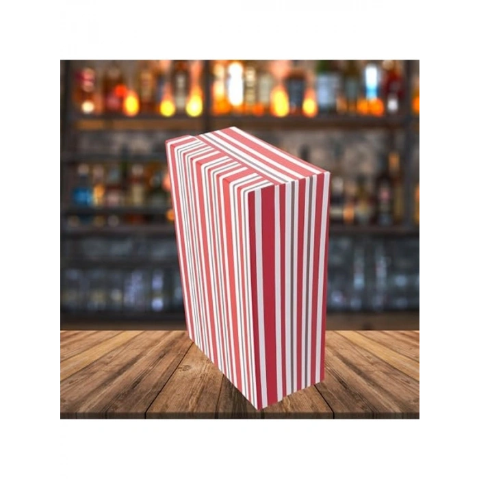 Kırmızı Beyaz Çizgili Sert Karton Hediye Kutusu