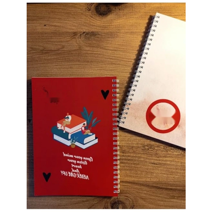 Kırmızı Çizgisiz A5 Spiralli Okul Defteri - 100 Sayfa