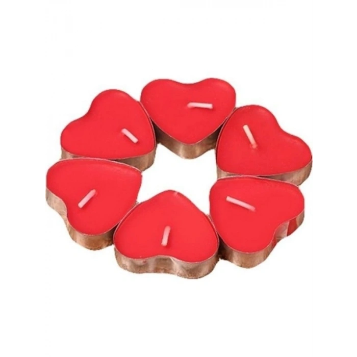 Kırmızı Kalpli 25 Adet Süs Mum Seti