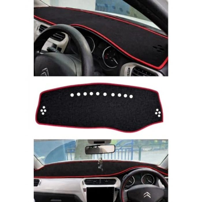 Kırmızı Kenarlı Ön Gösterge Paneli Koruma Halısı Torpido Örtüsü