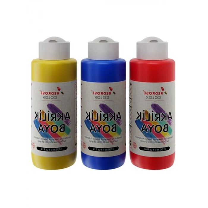 Kırmızı, Mavi, Sarı Akrilik Boya 3lü Set 3x120 ml