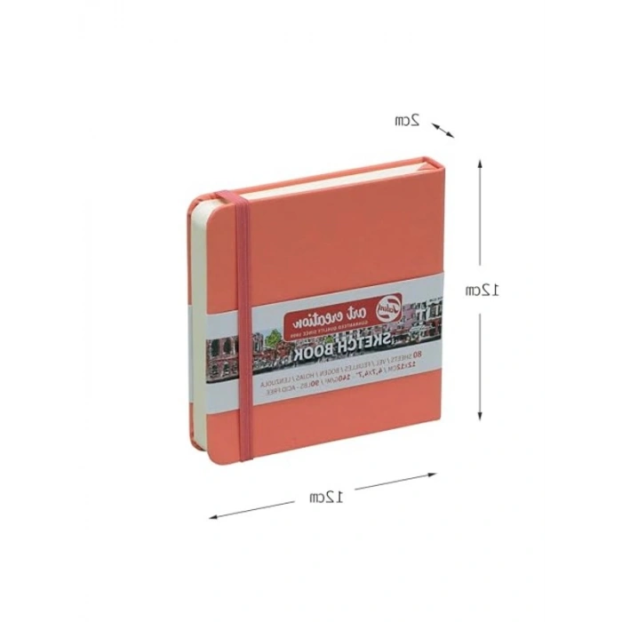 Kırmızı Mercan Renkli 80 Yapraklı Eskiz Defteri - 12x12 cm
