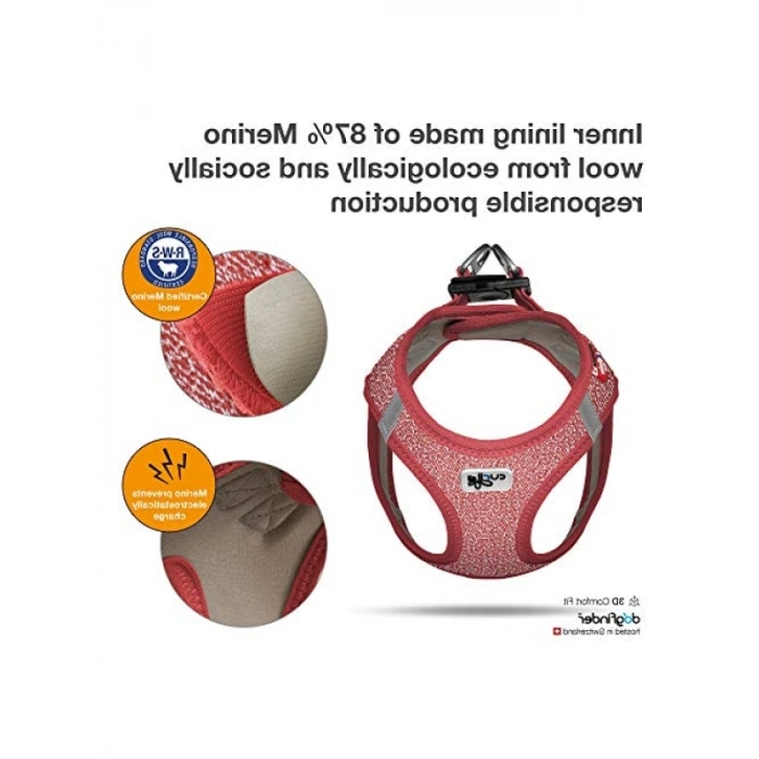 Kırmızı Merino Yünü Göğüs Tasması, 2XS