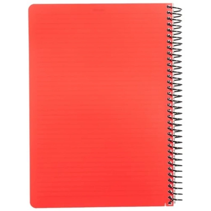 Kırmızı PP Kapaklı Spiralli Defter, A4, 5 Konulu
