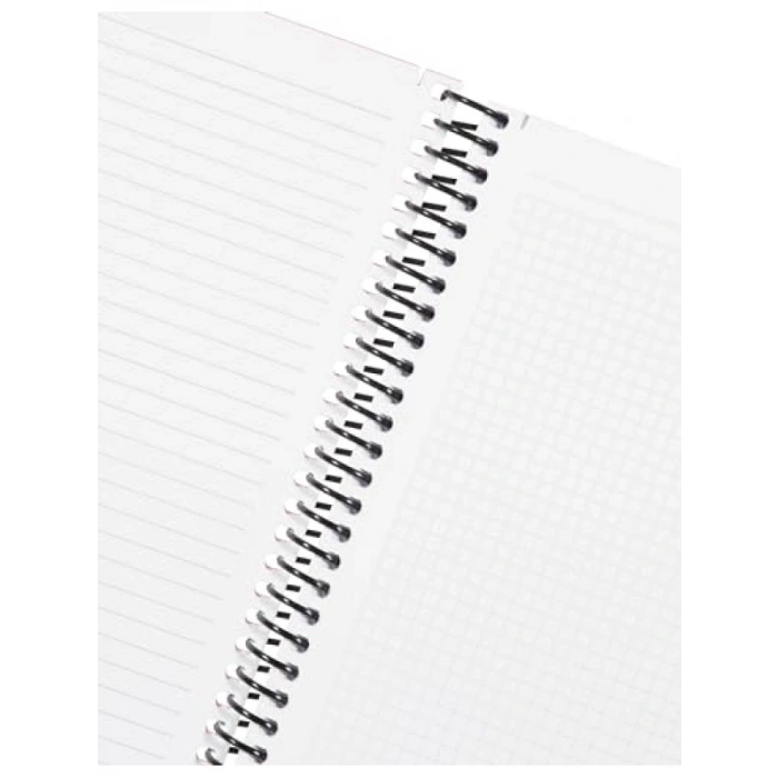 Kırmızı PP Kapaklı Spiralli Defter, A4, 5 Konulu