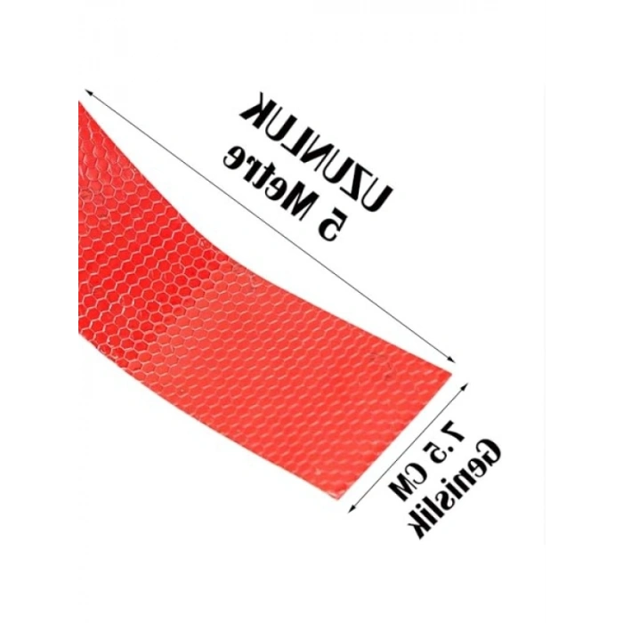 Kırmızı Reflektörlü Bant, 7.5 cm Genişlikte ve 5 Metre Uzunlukta
