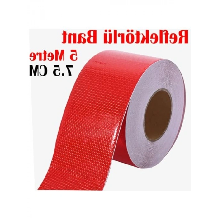 Kırmızı Reflektörlü Bant, 7.5 cm Genişlikte ve 5 Metre Uzunlukta