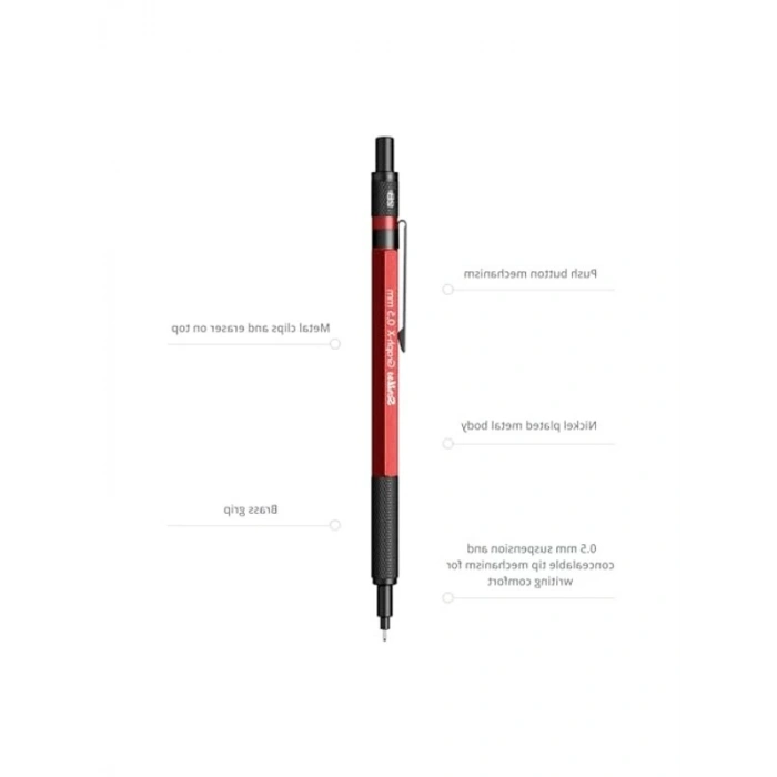 Kırmızı Renkli 0.5 mm Uçlu Mekanik Kalem, Yüksek Performans