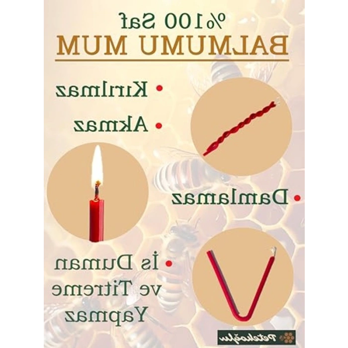Kırmızı Renkli İnce Uzun Balmumu Dilek Mumu - 15 Adet Set