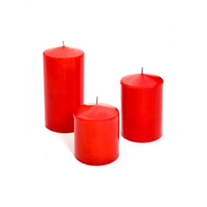 Kırmızı Silindir Mum Seti (5,5 cm, 7,5 cm, 10 cm)