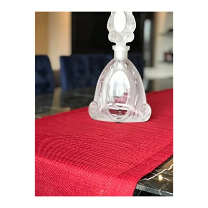 Kırmızı Simli Keten Runner 45x200