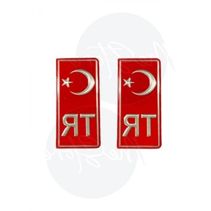 Kırmızı Türkiye TR Plaka Sticker - 2li Set