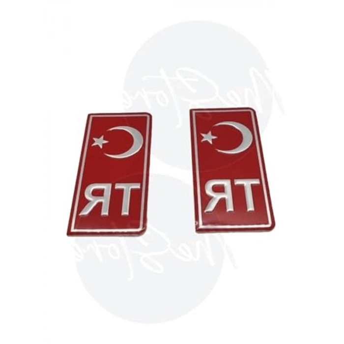 Kırmızı Türkiye TR Plaka Sticker - 2li Set