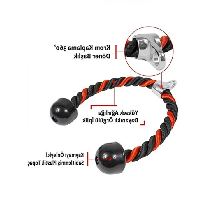 Kırmızı ve Siyah Renkli Dayanıklı Triceps Halatı