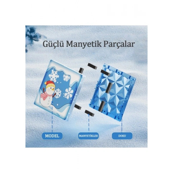 Kış Temalı Manyetik Oyuncak Manyetik Blok Seti Stem Oyuncak 68 Parça Dıy Manyetik Küpler Ice Snow