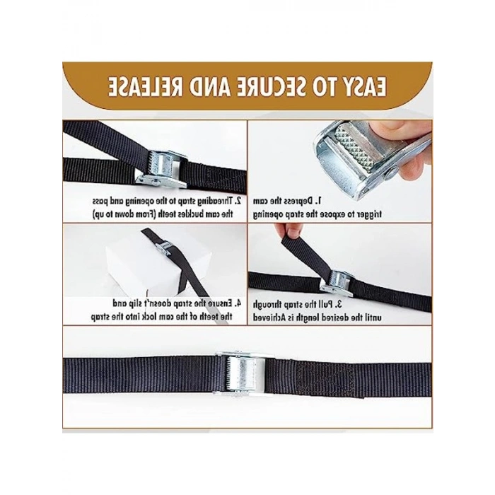 Kısa Bağlama Kayışı - Siyah, 6 x 1 m Uzunlukta