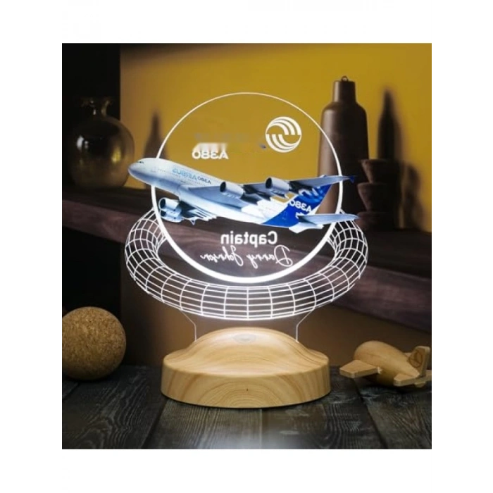 Kişiye Özel 3D Uçak Temalı Renkli LED Lamba