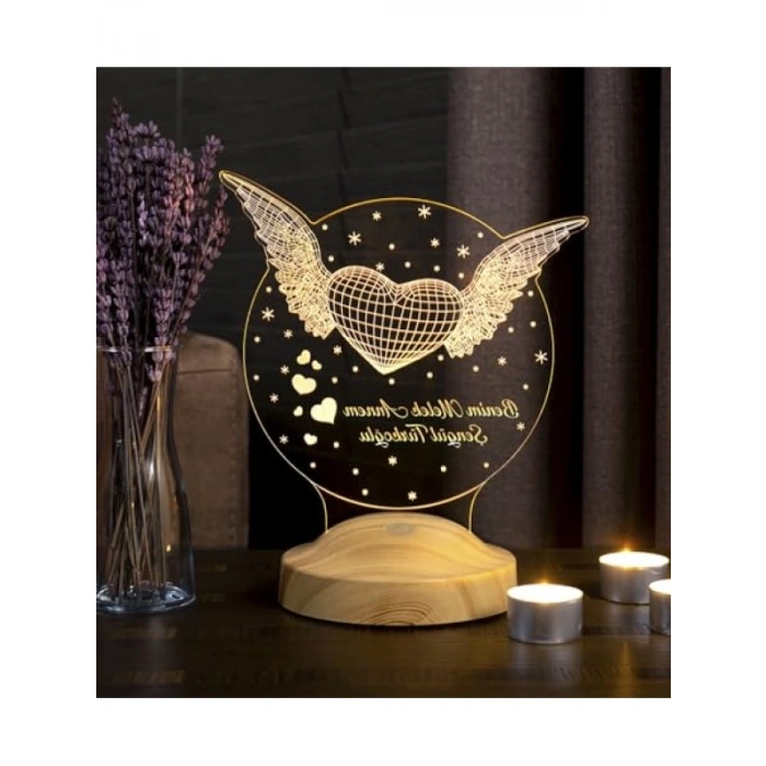 Kişiye Özel Led Lamba - Melek Kanatlı Tasarım