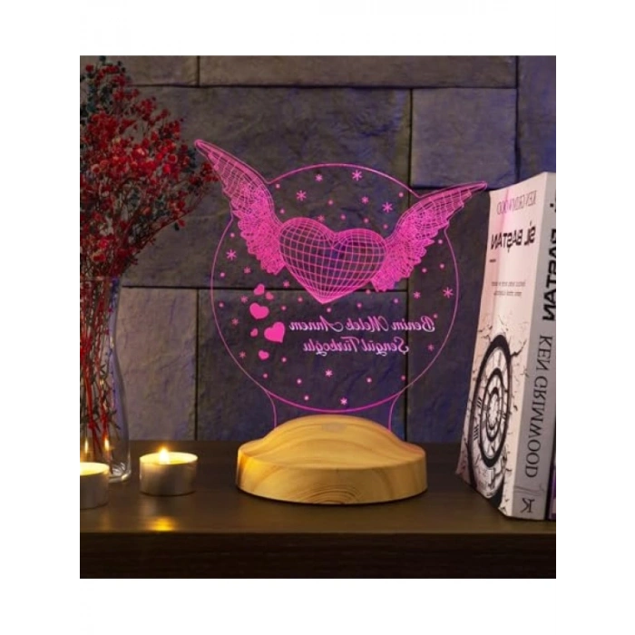 Kişiye Özel Led Lamba - Melek Kanatlı Tasarım