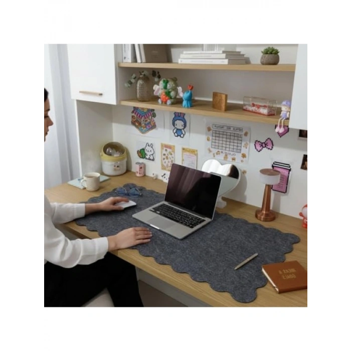 Kıvrımlı Kenarlı Keçe Mouse Pad - 98x45 cm Antrasit